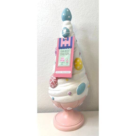 Sweet Treats PASTEL Easter Egg MACARON Tree - Glitter Egg Topper Pink Pedestal - Picture 2 of 6